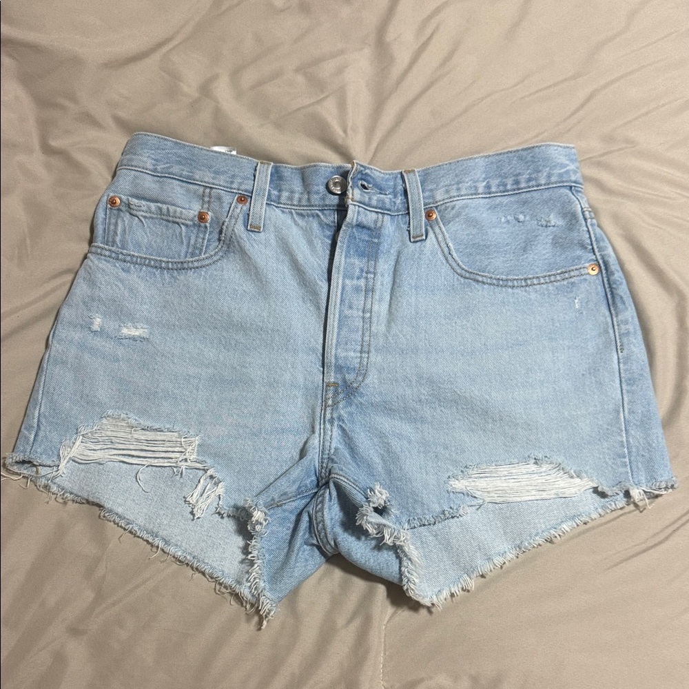 Levi's Sky Blue Cutoff Denim Shorts